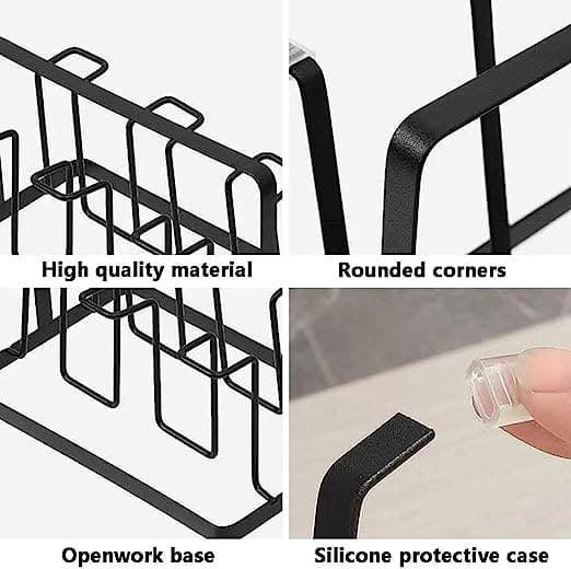 6 Hooks Iron Glass Stand Holder for Home Organizer and Decor - Clarify.pk
