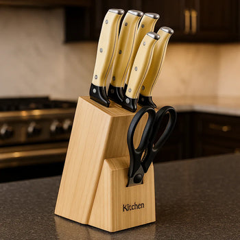 8 Pcs Knives Set with Wooden Block – Kitchen Prince - Clarify.pk