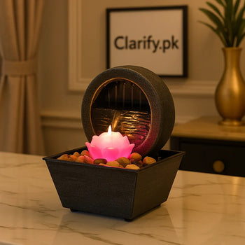 Electric Tabletop Fountain – Lotus Design with Gentle Water Flow & Light - Clarify.pk