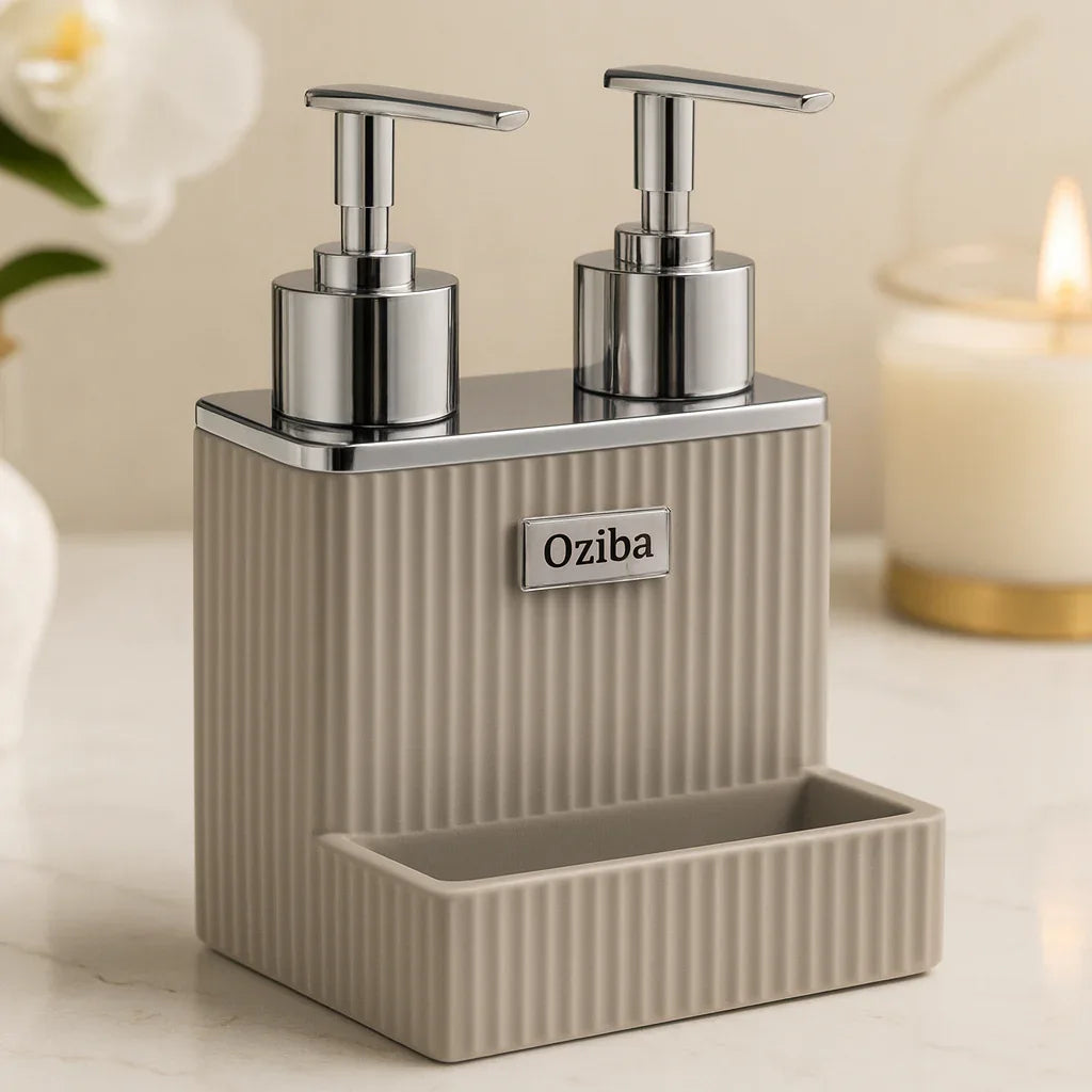 Luxury 2-in-1 Soap & Lotion Pump Bottles – Refillable Countertop Organizer - Clarify.pk