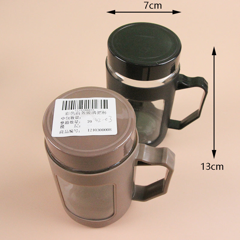 Minimalist Glass Tumbler with Bamboo Lid & Glass Straw (Random Color)