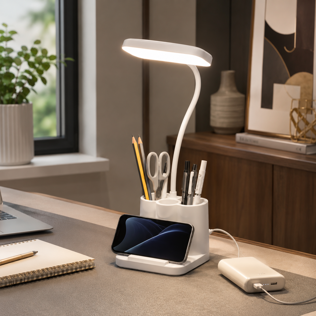 LED Desktop Study Table Lamp – Eye-Protection Reading Light with Flexible Arm