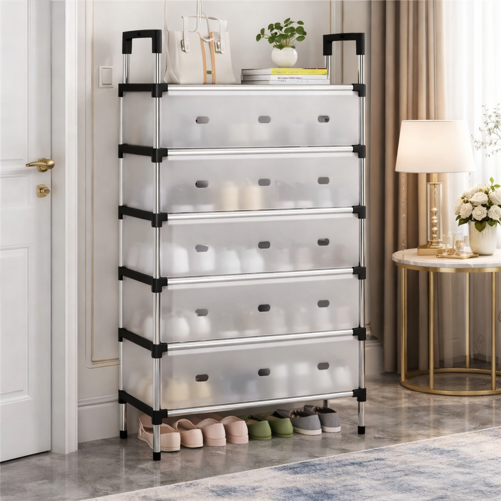 Multilayer Dustproof Shoes Rack – Spacious & Durable Organizer KT