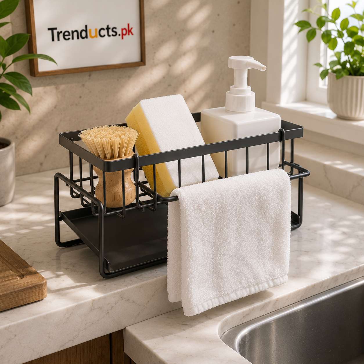 Sink Storage Rack - Punch-Free Faucet Sponge & Soap Holder