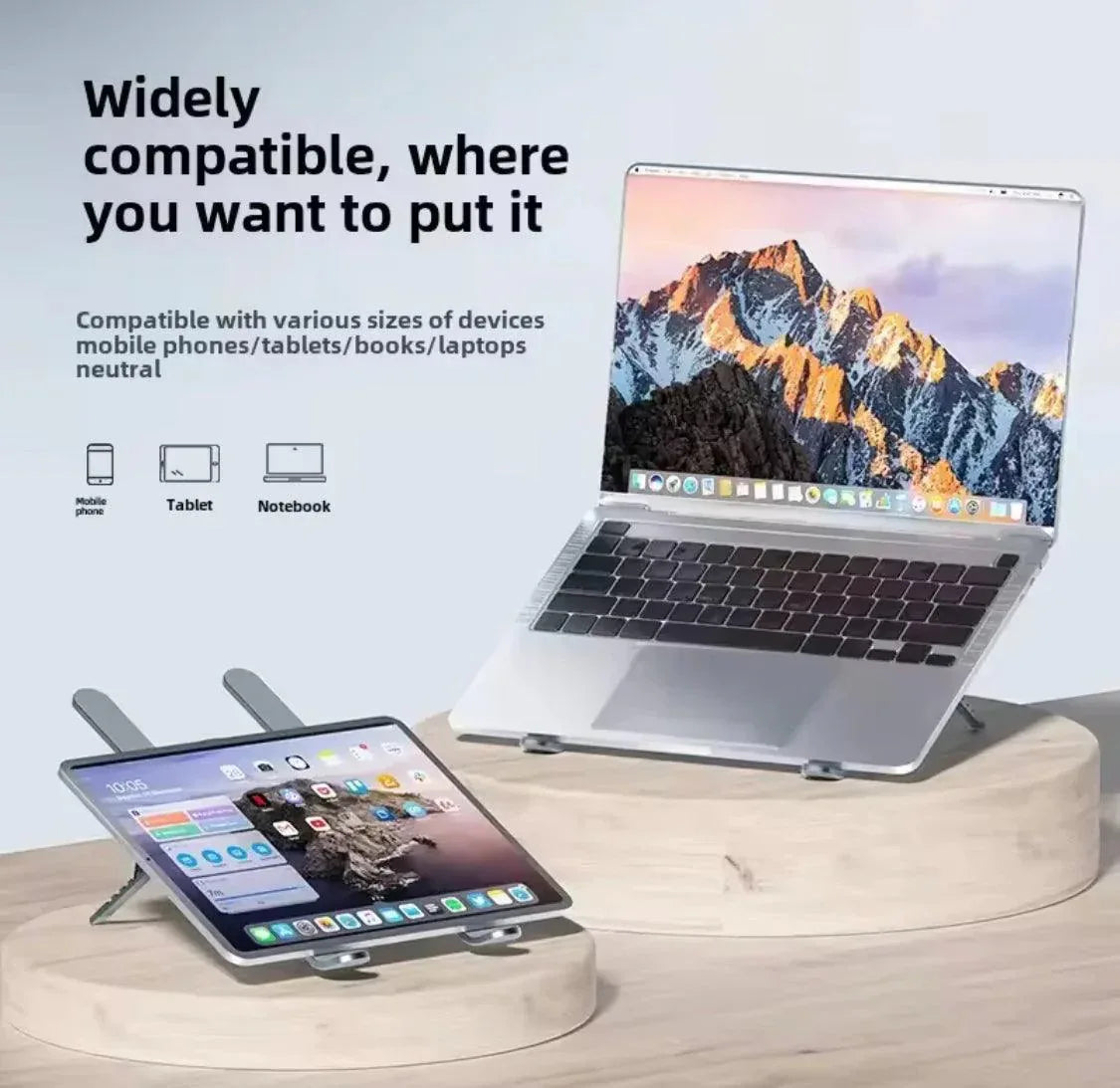 Portable Laptop Cooling Stand - Adjustable Height Aluminum Ergonomic Fan Stand - Clarify.pk