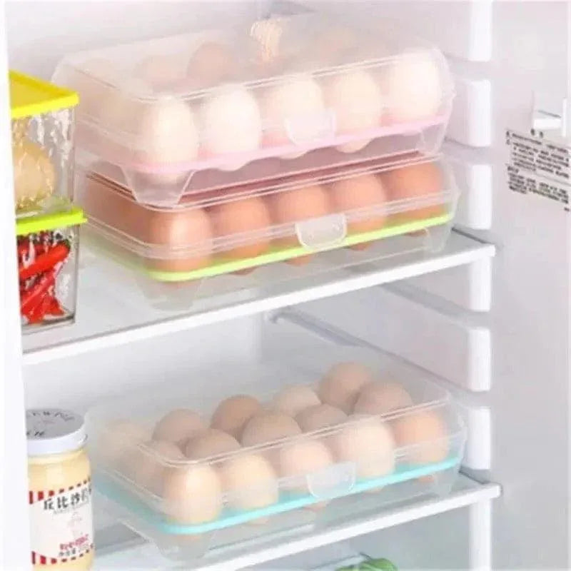 Transparent 15 Grid Egg Storage Box for Fridge Organization and Freshness Preservation - Clarify.pk