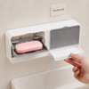 Wall-Mounted Soap Dish Holder with Lid – Double Grid Drain Box, Punch-Free
