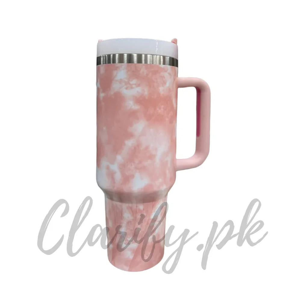 پریمیم ماربل پنک 40oz ٹمبلر - 1200ml پانی کی بوتل