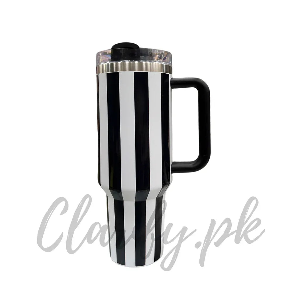 Premium Black Stripe 40oz Tumbler – 1200ml Water Bottle - Clarify.pk
