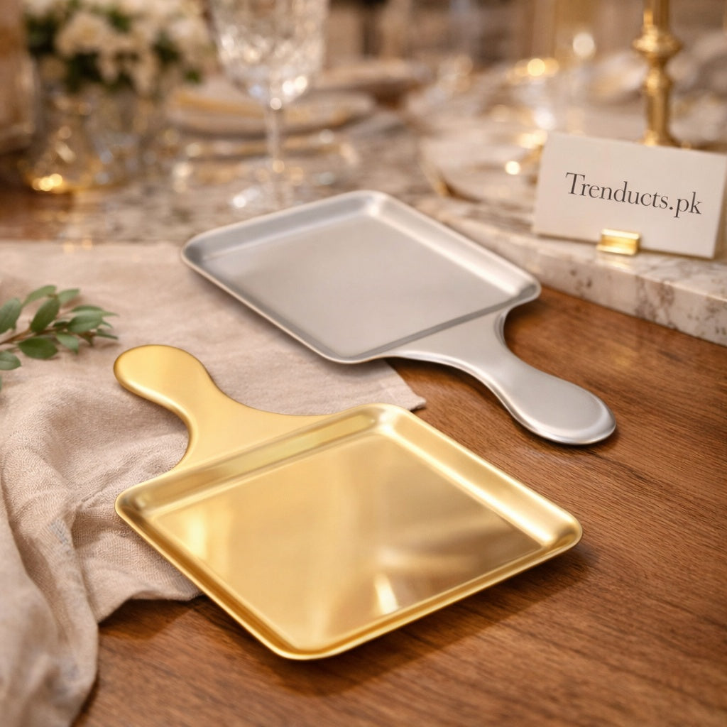Premium Heavy-Quality Stainless Steel Golden Serving Tray