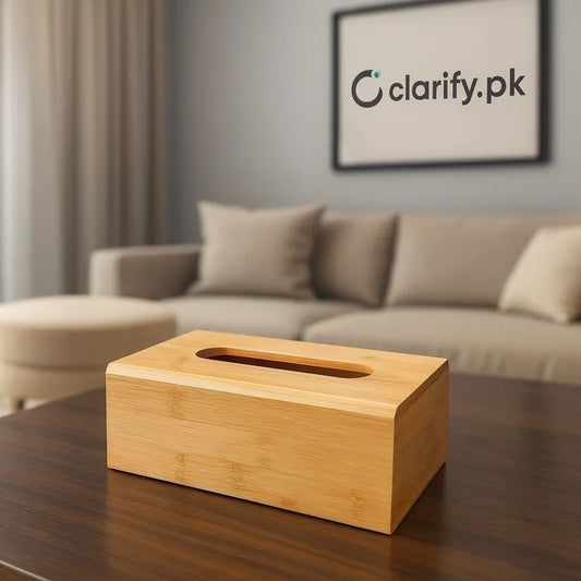 Premium Bamboo Tissue Box Holder - Clarify.pk