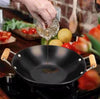 Iron Wok Dry Pot with Wooden Handle | Thick Pan - Trenducts.pk