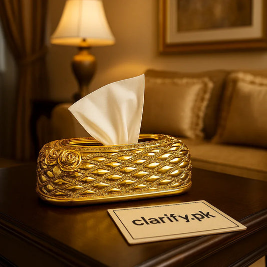 Golden Luxury Tissue Box – Designer Metal Holder - Clarify.pk