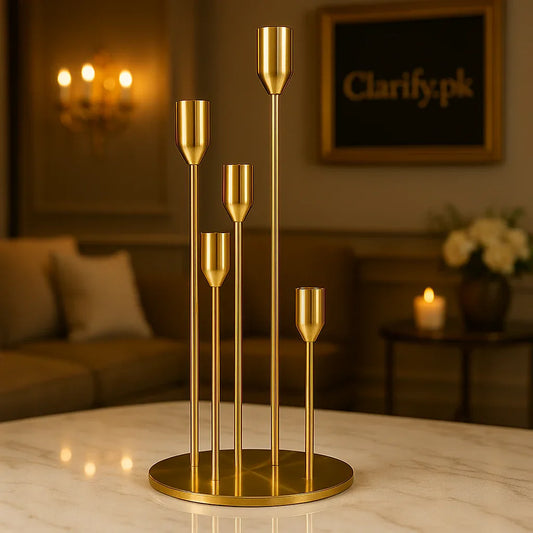 5-Piece Metal Candle Stand Set – Elegant Home Décor (Big) - Clarify.pk