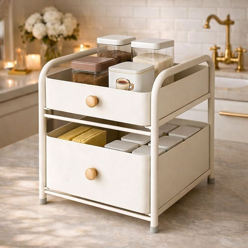 Binca Modern Countertop Storage Cart – 2-Tier Mobile Organizer
