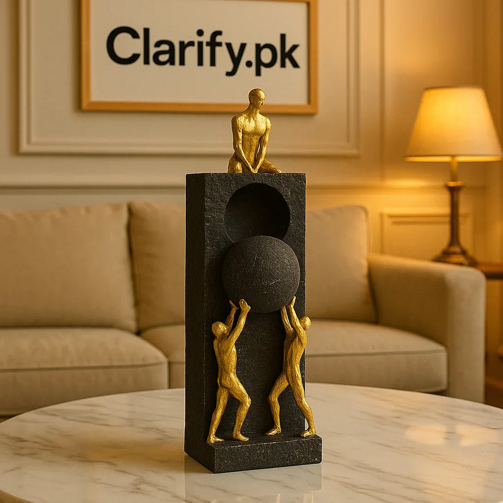 Golden Helping Hand Sculpture – Abstract Fiber Showpiece - Clarify.pk