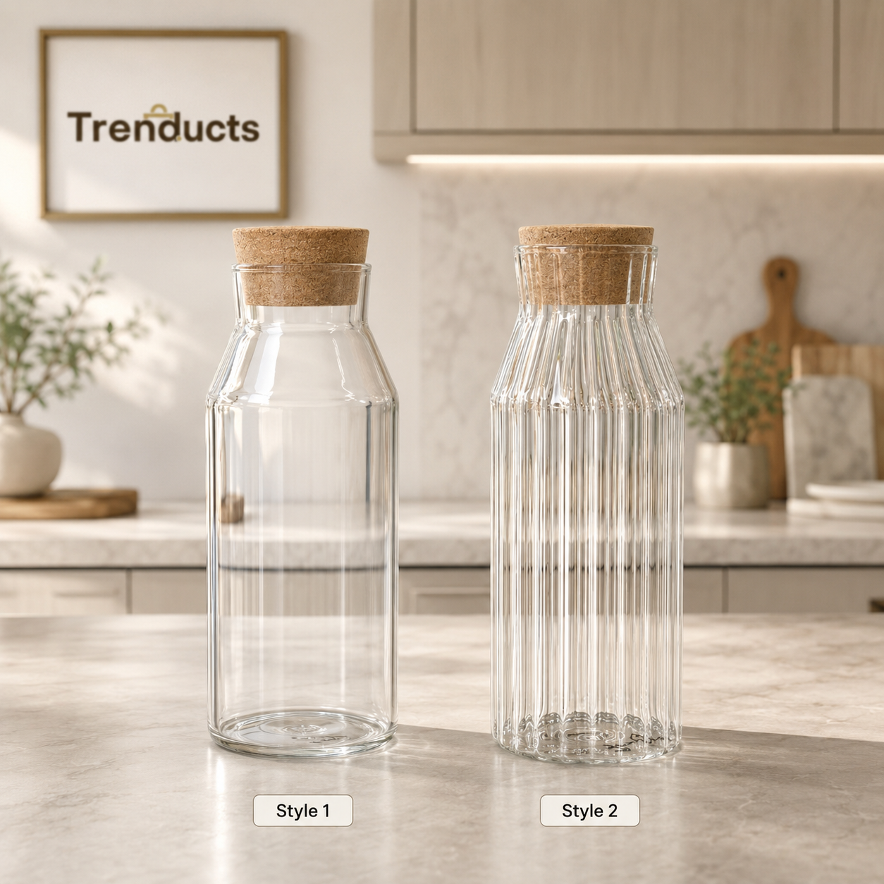 Premium 1L Cork Glass Bottle – 2 Styles