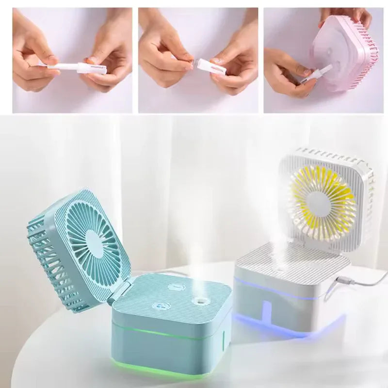 2-in-1 Humidifier Cooling Fan, Compact & Portable - Clarify.pk