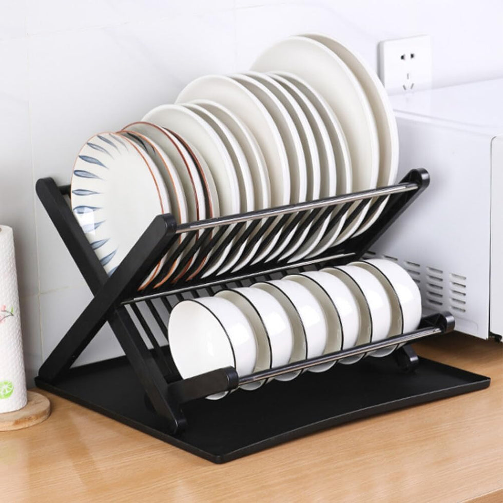 2-Tier Dish Drying Rack with Drain Tray
