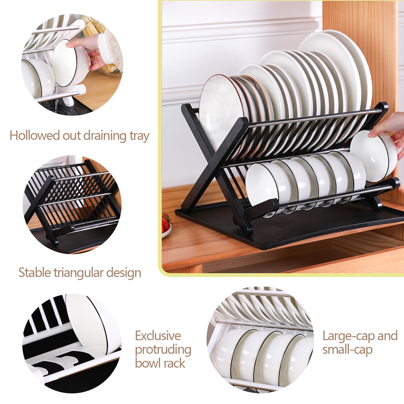 2-Tier Dish Drying Rack with Drain Tray