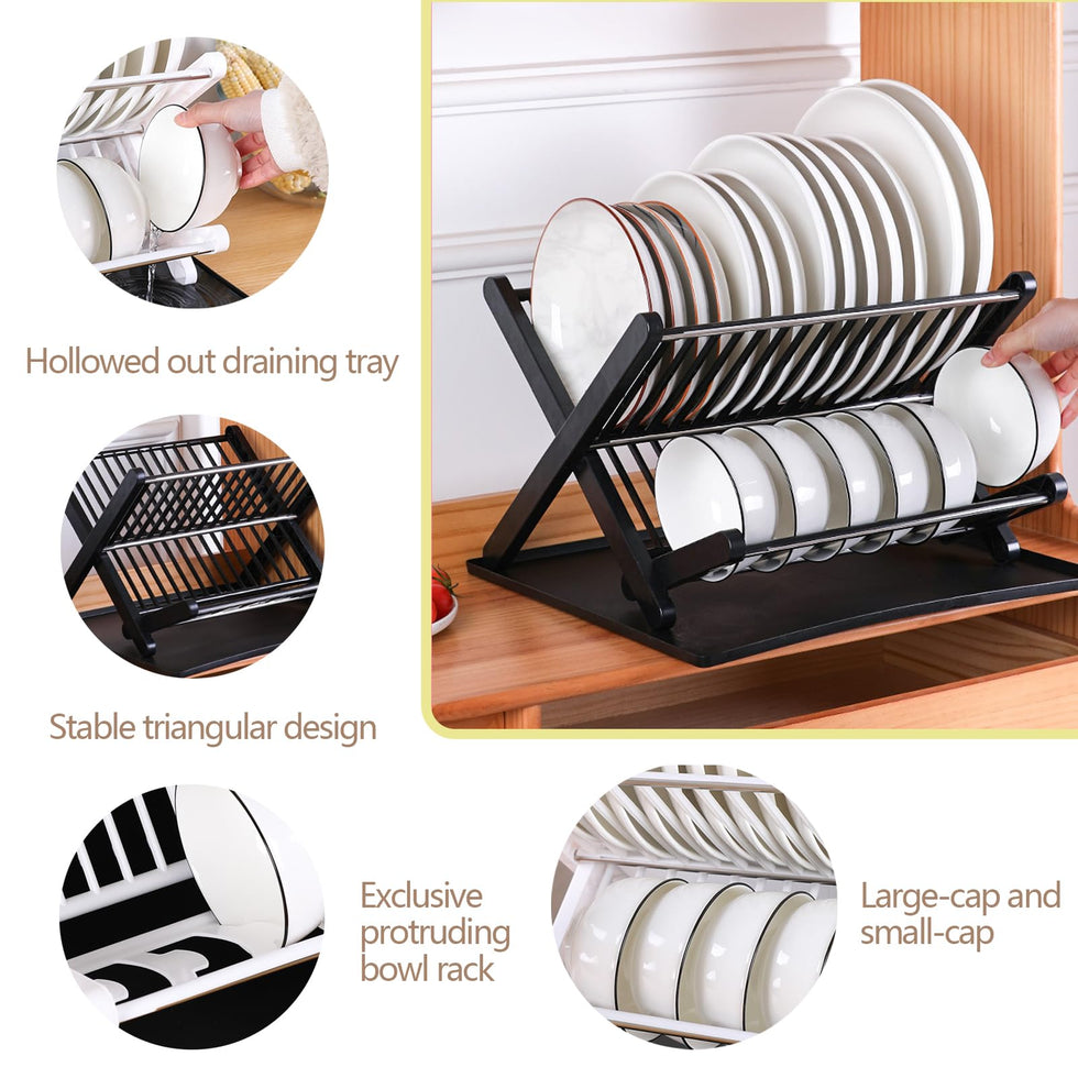 2-Tier Dish Drying Rack with Drain Tray
