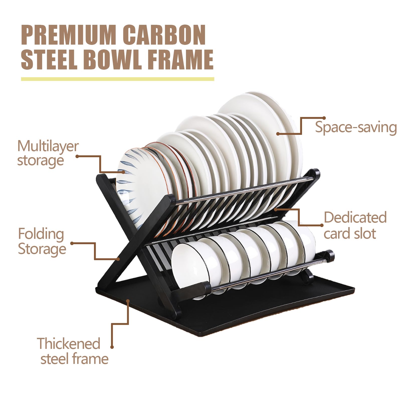 2-Tier Dish Drying Rack with Drain Tray