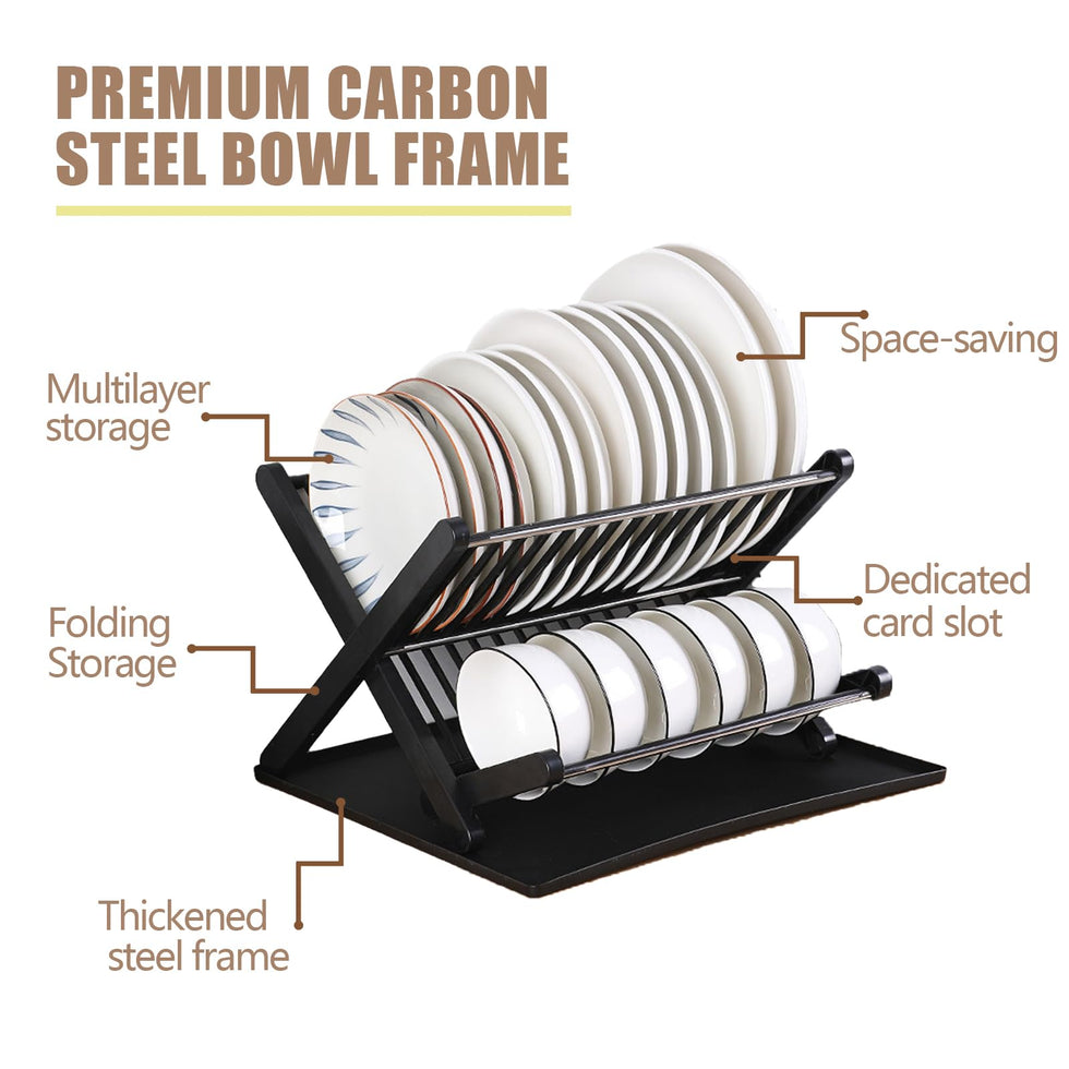 2-Tier Dish Drying Rack with Drain Tray