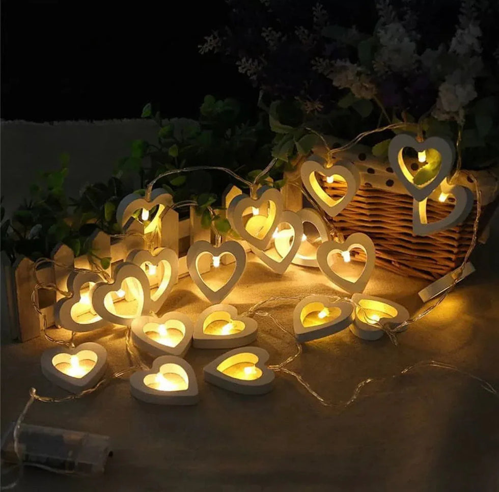 20 LED Heart Night Light String for Decor - Clarify.pk