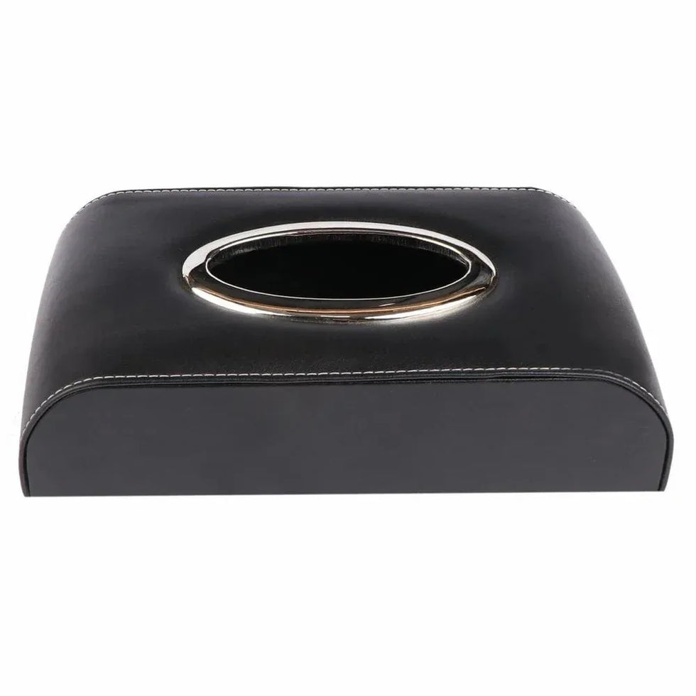 Slim Black Leather Tissue Box - Clarify.pk