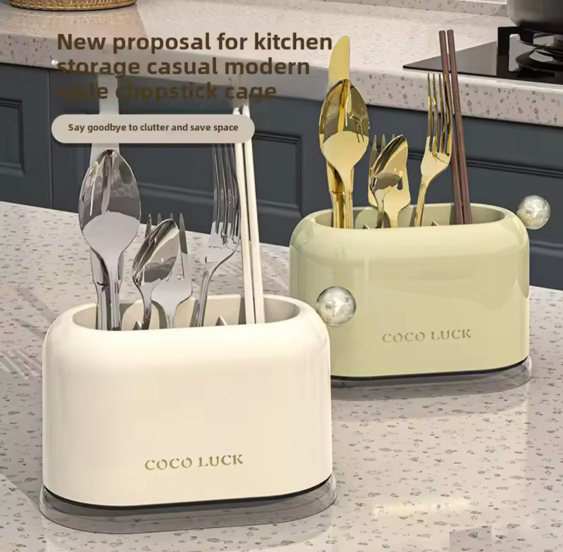 Knife & Utensil Holder - Drain Tray Kitchen Organizer