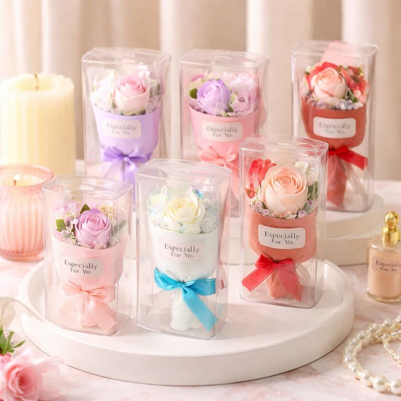 Mini Eternal Soap Rose Bouquet - Artificial Floral Keepsake in Gift Box