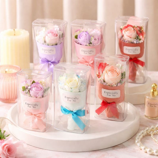 Mini Eternal Soap Rose Bouquet - Artificial Floral Keepsake in Gift Box - Trenducts.pk