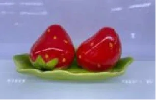 Strawberry Shape Ceramic Salt & Pepper Shakers with Tray – Cute Kitchen Table Set - Clarify.pk