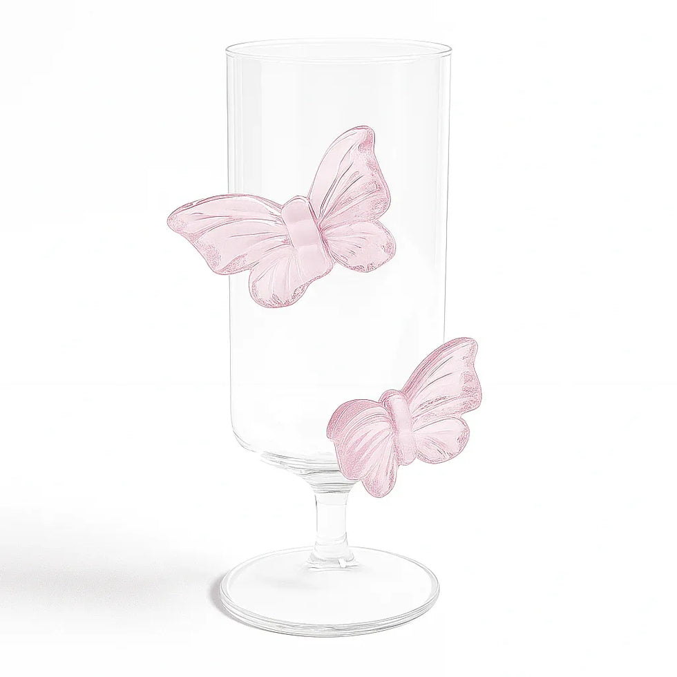 Pink Bow Flutter Glass – Elegant Drinkware - Clarify.pk