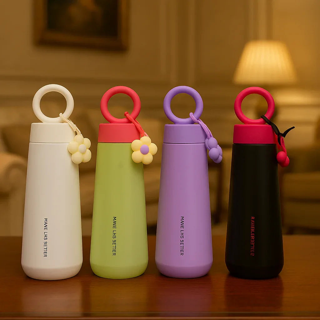 Cute Loop Handle Vacuum Flask – 450ml Insulated Bottle (Each) - Clarify.pk
