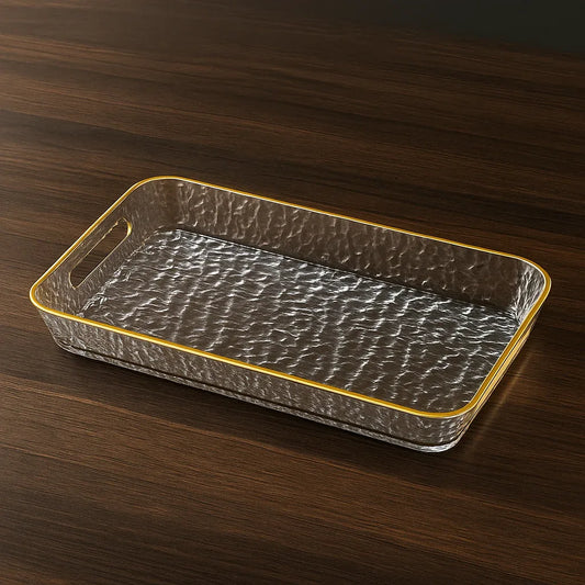 Premium Acrylic Tray – Golden Rim - Clarify.pk