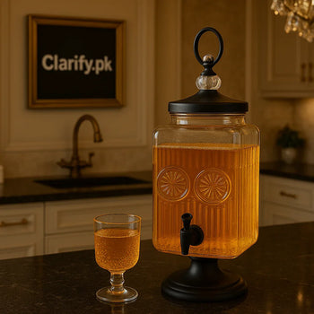 Luxury Crystal Design Beverage Dispenser Set – 3L with 6 Glasses - Clarify.pk