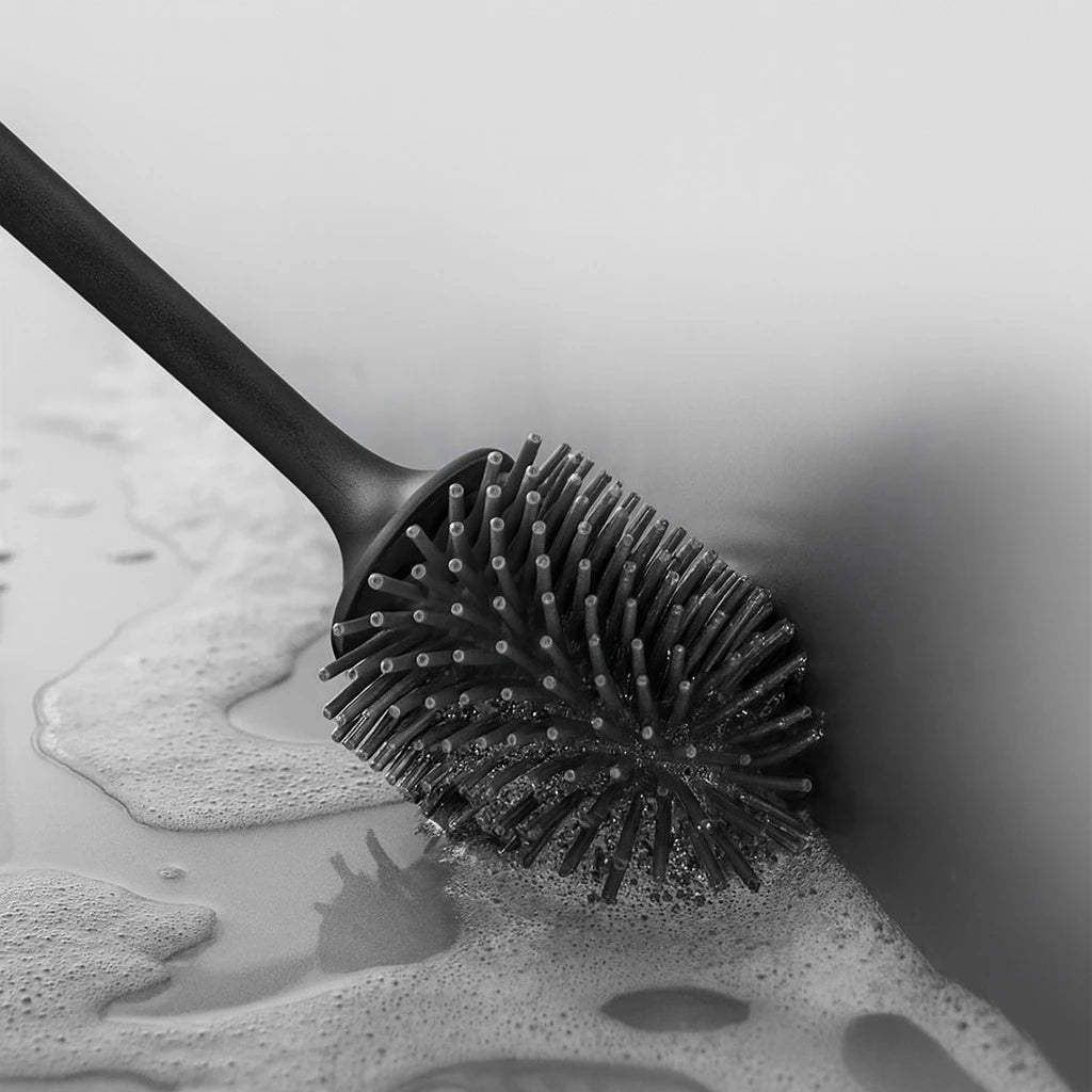 Silicone Toilet Brush with Holder – Wall Mount & Floor Stand