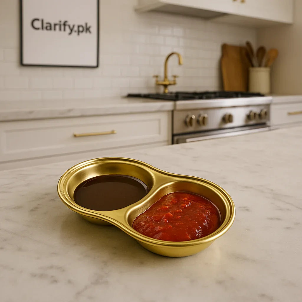 2 in 1 Sauce Dish – Dual Compartment Dipping Bowl - Clarify.pk