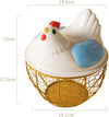 Hen Shaped Egg Basket with Lid - Large Capacity Chicken Egg Holder & Kitchen Storage
