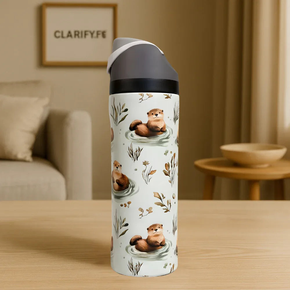 Premium Cute Otter 32oz Owala Bottle - Fun Water Bottle (950ml)