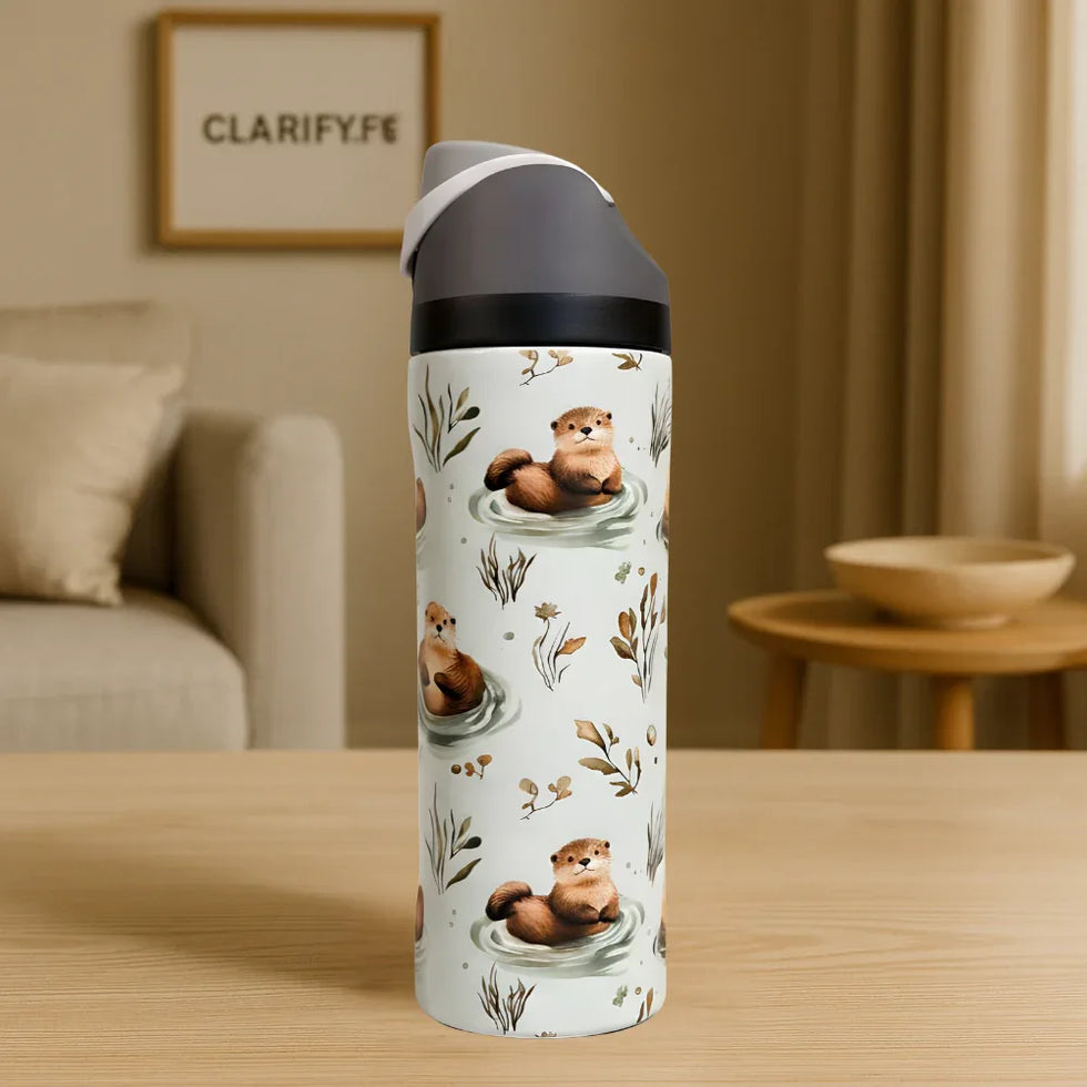 Premium Cute Otter 32oz Owala Bottle - Fun Water Bottle (950ml)