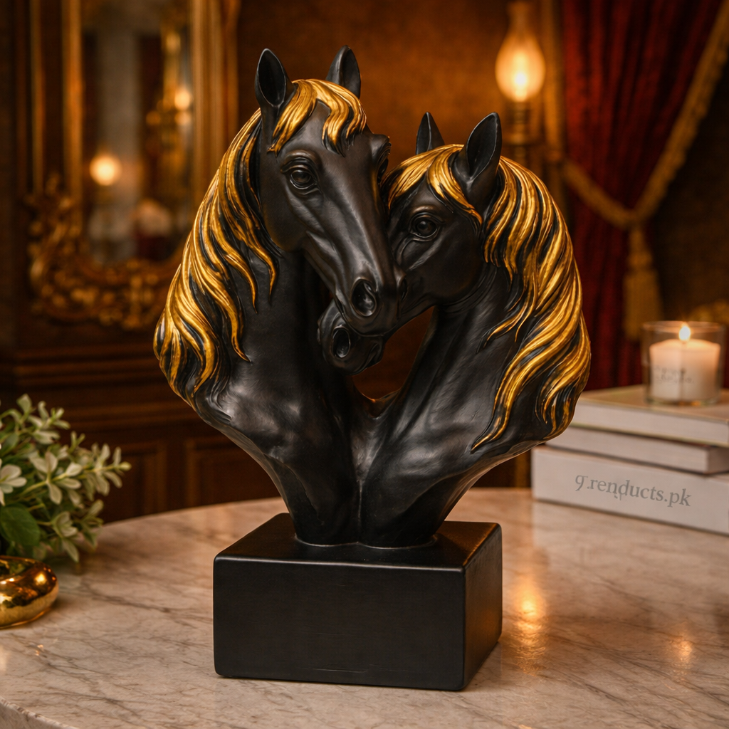 Equestrian Grace Duo – Double Horse Face Showpiece ZZ
