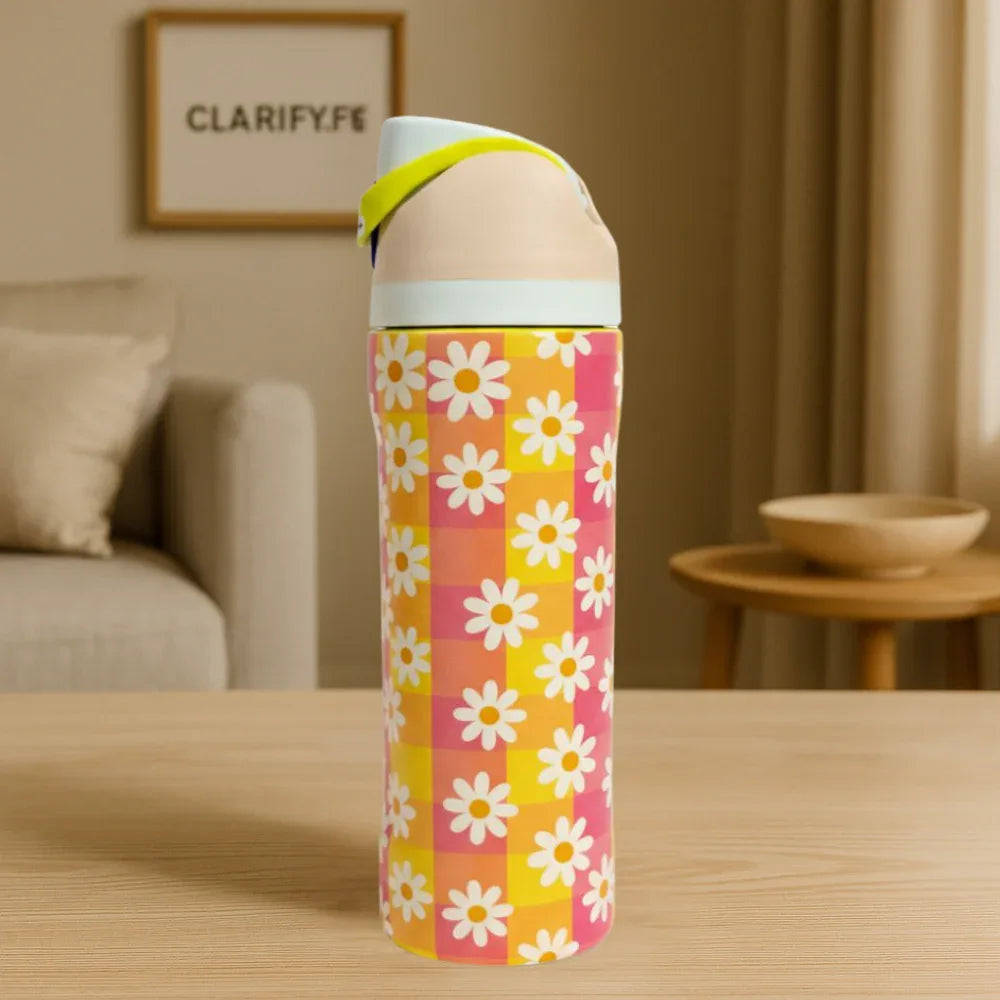Premium Daisy Checkered 32oz Owala Bottle – Stylish Water Bottle (950ml) - Clarify.pk