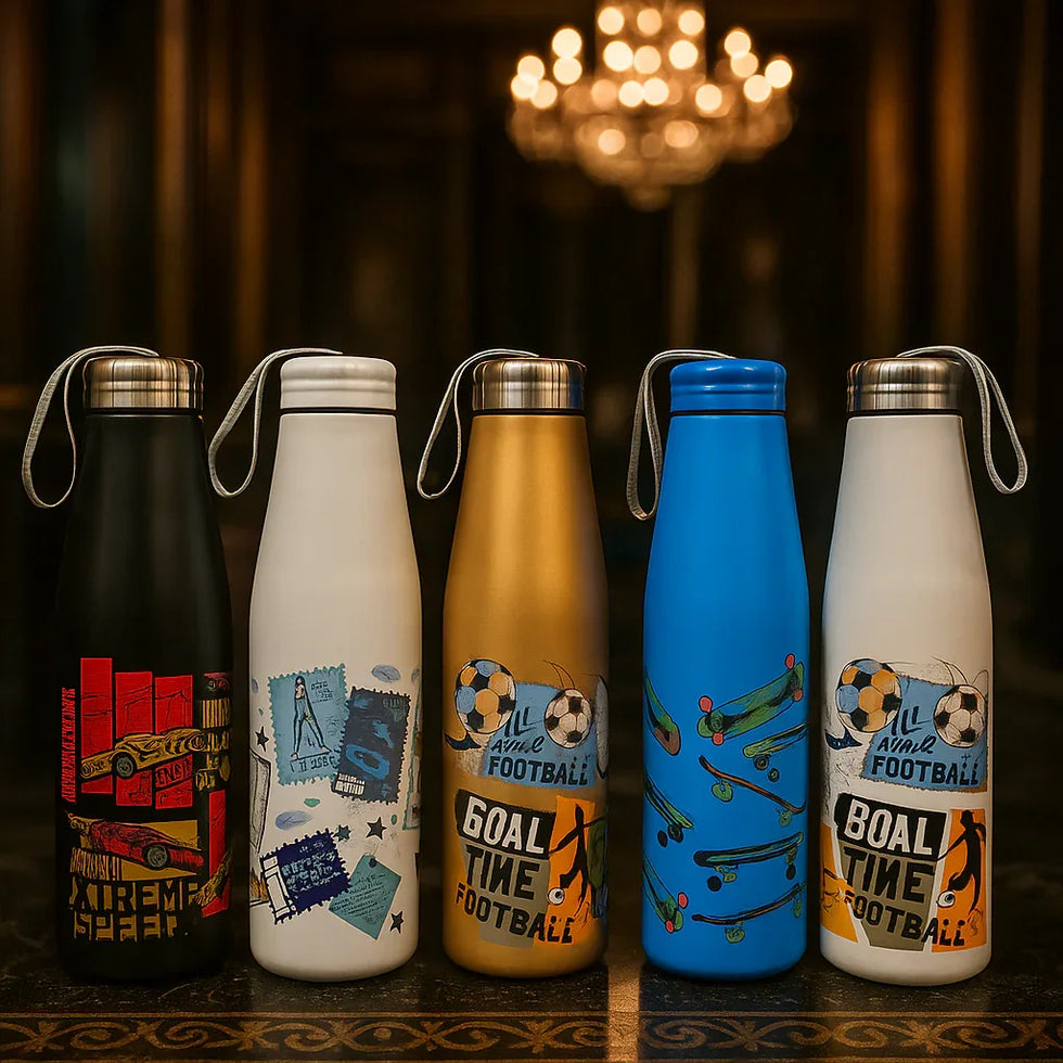 Premium Sports Edition Stainless Steel Bottle – Printed Flask (Random Color) - Clarify.pk