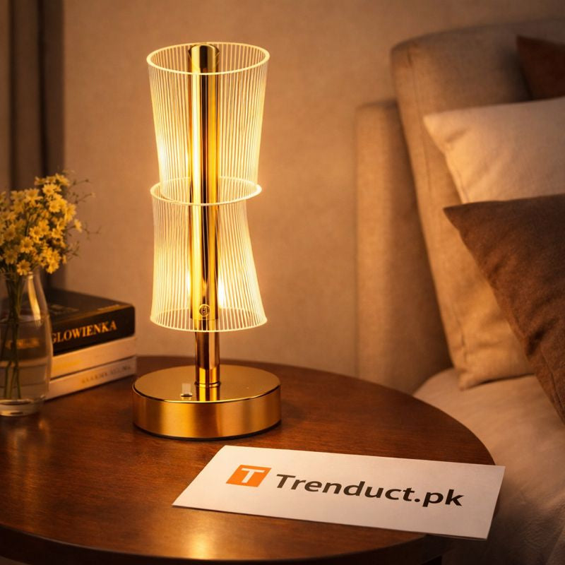 Geometric Glow Hourglass Table Lamp