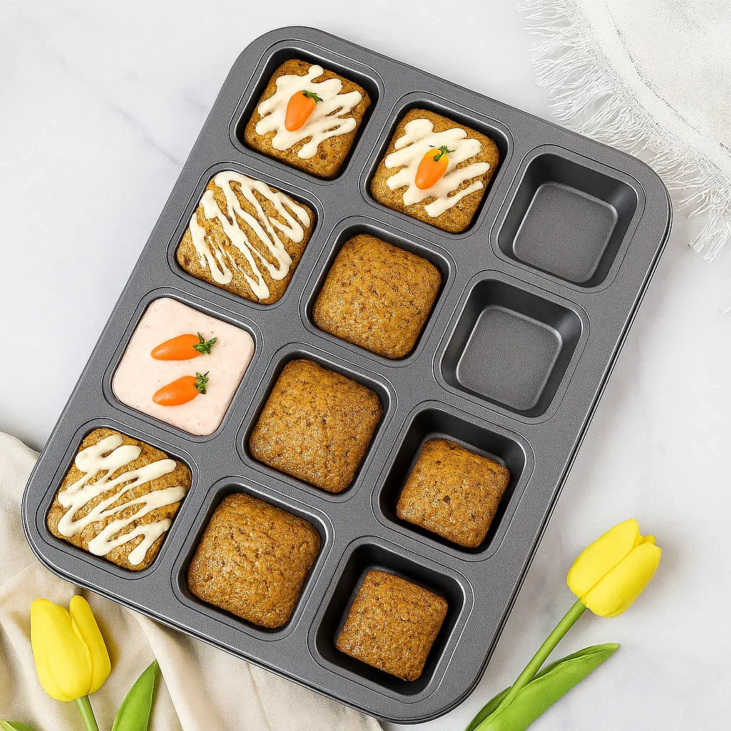 Square Cavity Baking Tray – Non-Stick Mini Muffin & Brownie Pan