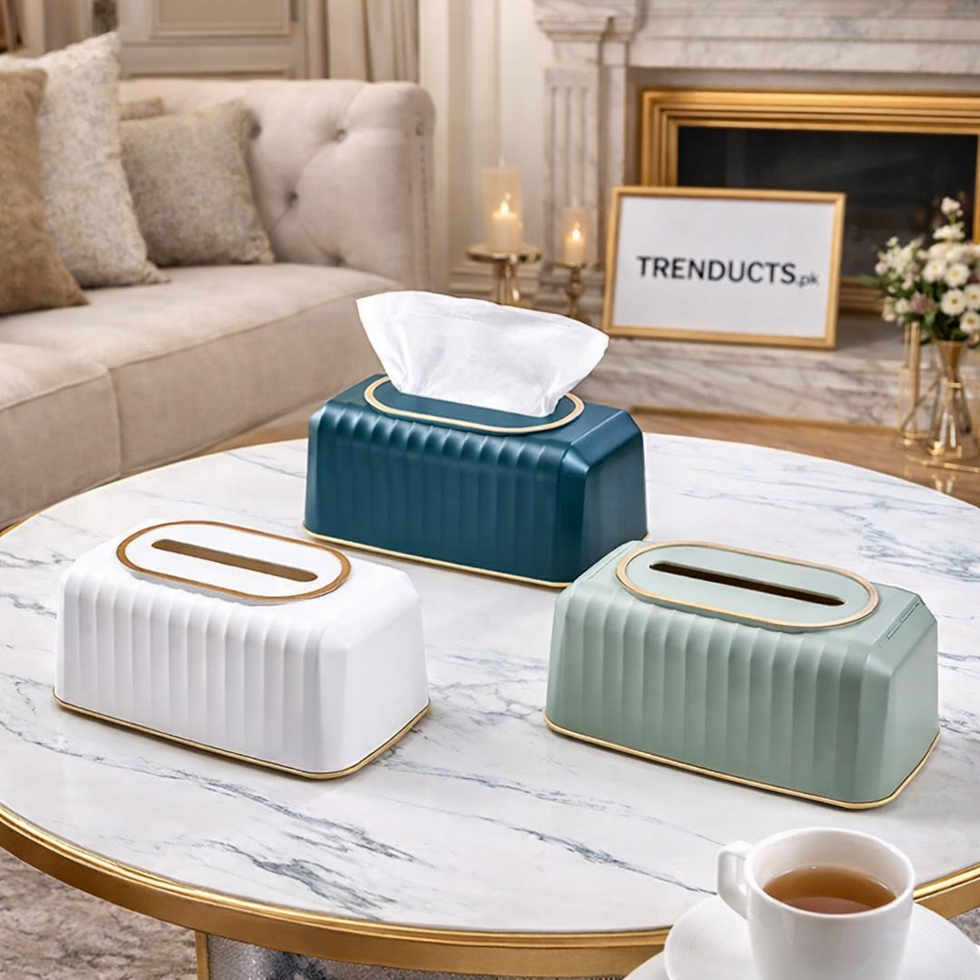 Luxury Ribbed Tissue Box – Elegant Tabletop Organizer AB