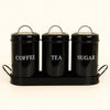 Vintage Retro Metal Kitchen Canister Set – Tea, Coffee, & Sugar Trio with Tray MJ
