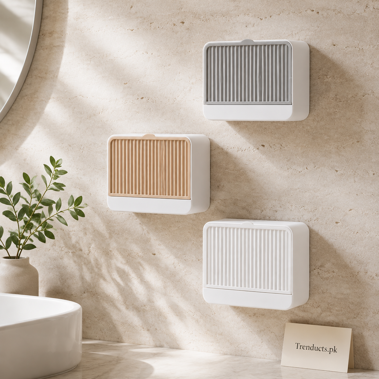 Wall-Mounted Soap Dish Holder with Lid – Double Grid Drain Box, Punch-Free